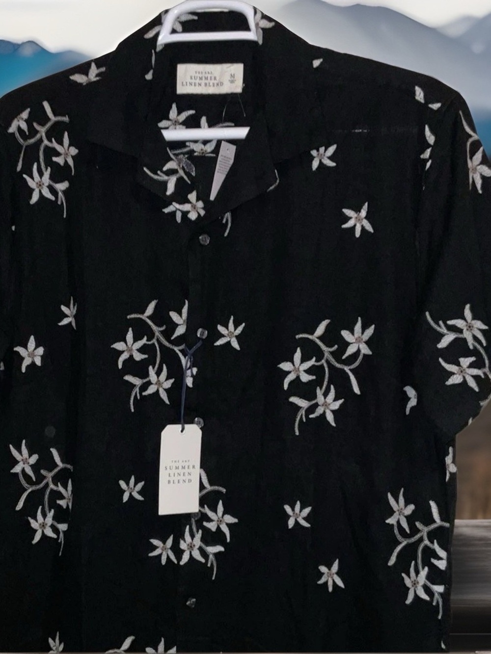 Abercrombie & Fitch Black Summer Linen Blend Floral Button-Down Shirt